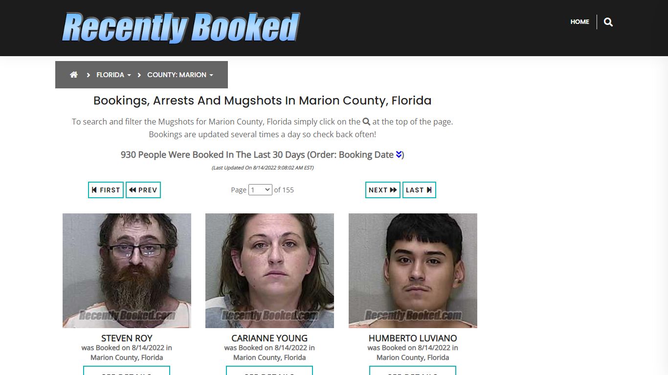 Recent bookings, Arrests, Mugshots in Marion County, Florida